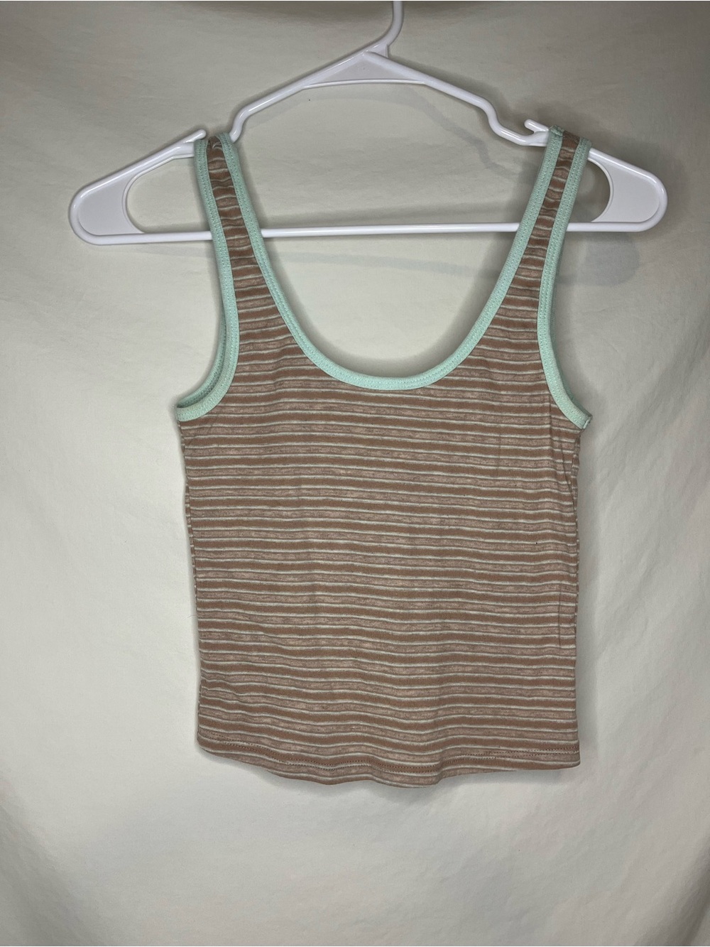 Pacsun cropped tank top lightweight stripped small basics brown “babydoll top”